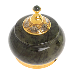 Икорница с крышкой с гравировкой из натурального камня Нефрит Decorative Cavair Dishes варинант исполнения - 6 | Loft Concept в Екатеринбурге