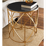 Приставной стол с металлическим золотым  основанием и чёрной столешницей Paradigm варинант исполнения - 1 | Loft Concept в Екатеринбурге