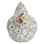 Статуэтка курица с резными белыми цветами на бежевой фактурной поверхности Rustic Chicken варинант исполнения - 1 | Loft Concept в Екатеринбурге