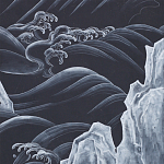 Обои ручная роспись Matsushima Waves Roka on Edo Night painted silk варинант исполнения - 1 | Loft Concept в Екатеринбурге