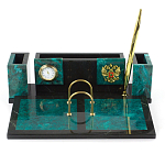 Настольный письменный набор из змеевика с часами и календарницей Successful Leader варинант исполнения - 1 | Loft Concept в Екатеринбурге