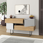 Комод c 2-мя белыми дверцами и 2-мя выдвижными ящиками цвета древесины EROS CONSOLE OAK WHITE варинант исполнения - 2 | Loft Concept в Екатеринбурге