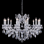 Люстра подвесная с 12-ю лампочками и прозрачными хрустальными подвесками на хромированном основании Crystal lamps варинант исполнения - 1 | Loft Concept в Екатеринбурге