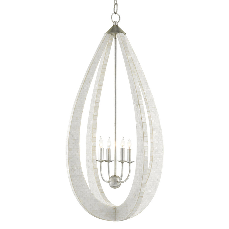 Люстра каплевидной формы покрытая перламутровой мозаикой Soft Pearl Shape Серебряный Белый в Екатеринбурге | Loft Concept 