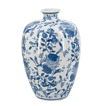 Ваза фарфоровая с узким горлышком и синими цветочными мотивами Independence варинант исполнения - 2 | Loft Concept в Екатеринбурге