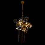 Люстра подвесная со стеклянными плафонами из дымчатого и золотистого с шестью вертикальными подвесками Gilded Mirage  варинант исполнения - 3 | Loft Concept в Екатеринбурге
