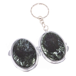 Зеркало брелок карманное двухстороннее из натурального камня Серафинит Stone Mirrors варинант исполнения - 2 | Loft Concept в Екатеринбурге