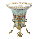 Ваза из голубого фарфора с рисунком птиц и цветов и декоративными элементами Blue Garden варинант исполнения - 2 | Loft Concept в Екатеринбурге