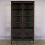 Витрина Primo со стеклянными фасадами и 2 ящиками Темный орех варинант исполнения - 1 | Loft Concept в Екатеринбурге