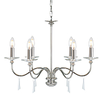 Люстра цвета никель с прозрачными стеклянными подвесками в форме капель Elstead Lighting варинант исполнения - 1 | Loft Concept в Екатеринбурге