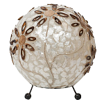 Настольная лампа из перламутра на металлическом каркасе Indonesian Ball варинант исполнения - 3 | Loft Concept в Екатеринбурге