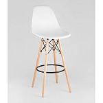Пластиковый барный стул на ножках из массива бука Eames White варинант исполнения - 1 | Loft Concept в Екатеринбурге