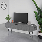 ТВ-тумба серая с 2-мя откидными дверцами и 2-мя открытыми полками CAPSULE TV STAND RETRO GREY варинант исполнения - 3 | Loft Concept в Екатеринбурге