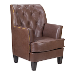 Кресло из натуральной кожи c мягкими подлокотниками на 4-х деревянных ножках из массива бука Joseph Armchair brown варинант исполнения - 1 | Loft Concept в Екатеринбурге