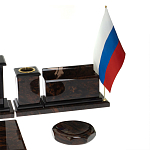 Настольный письменный набор с часами из природного камня обсидиана  Gift for Manager варинант исполнения - 5 | Loft Concept в Екатеринбурге