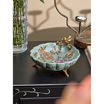 Блюдо из голубого фарфора с бронзовой птичкой Blue Garden варинант исполнения - 4 | Loft Concept в Екатеринбурге