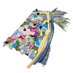 Ковер разноцветный из джинсовой одежды и армейских палаток Upcycling варинант исполнения - 1 | Loft Concept в Екатеринбурге