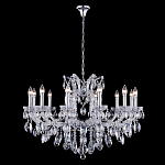 Люстра подвесная с 12-ю лампочками и прозрачными хрустальными подвесками на хромированном основании Crystal lamps варинант исполнения - 2 | Loft Concept в Екатеринбурге