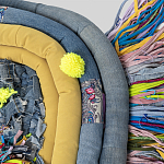 Ковер разноцветный из джинсовой одежды и армейских палаток Upcycling варинант исполнения - 4 | Loft Concept в Екатеринбурге