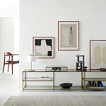 ТВ-тумба из стекла и металла Tingey Metal Glass TV Stand варинант исполнения - 4 | Loft Concept в Екатеринбурге