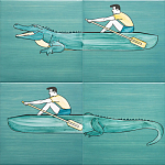 Плитка с узором Крокодил байдарочник варинант исполнения - 2 | Loft Concept в Екатеринбурге