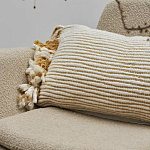 Чехол на подушку горчичного цвета с бахромой и объемным узором Ethnic mix варинант исполнения - 5 | Loft Concept в Екатеринбурге