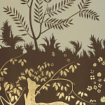 Обои ручная роспись в стиле Арт-деко Rateau Colourway SC-243 on Deep Rich Gold gilded paper варинант исполнения - 2 | Loft Concept в Екатеринбурге