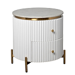 Тумбочка белая круглая с мраморной столешницей Thoroughbass варинант исполнения - 4 | Loft Concept в Екатеринбурге