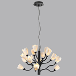 Люстра подвесная черного цвета с ветвями и белыми фарфоровыми цветами Floralis варинант исполнения - 5 | Loft Concept в Екатеринбурге