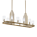 Люстра прямоугольная цвета латунь с прозрачными рифлеными цилиндрическими плафонами Kichler варинант исполнения - 1 | Loft Concept в Екатеринбурге