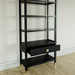 Стеллаж Elsa Dreams Black со стеклянными полками и ящиком варинант исполнения - 3 | Loft Concept в Екатеринбурге