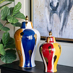 Ваза с крышкой и мазками синего и золого цвета на белом фоне Chinoiserie Ceramics варинант исполнения - 5 | Loft Concept в Екатеринбурге