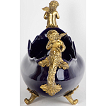 Чаша темно-синяя фарфоровая с бронзовыми ручками в виде ангелов Eden Garden варинант исполнения - 2 | Loft Concept в Екатеринбурге