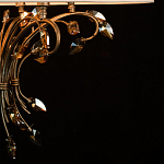 Люстра подвесная круглая с тканевым полупрозрачным абажуром и подвесками 6 ламп Gilded Elegance варинант исполнения - 7 | Loft Concept в Екатеринбурге