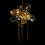 Люстра подвесная со стеклянными плафонами из дымчатого и золотистого с шестью вертикальными подвесками Gilded Mirage  варинант исполнения - 8 | Loft Concept в Екатеринбурге