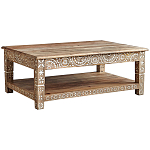 Журнальный стол из массива манго с резьбой Agota Coffee Table варинант исполнения - 1 | Loft Concept в Екатеринбурге