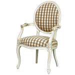 Стул с подлокотниками и круглой спинкой  Checkered Upholstery Chair обивка в клетку варинант исполнения - 1 | Loft Concept в Екатеринбурге