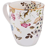Кружка белая из фарфора с рисунком цветов 400 мл Garden Whisper Porcelain Set  варинант исполнения - 1 | Loft Concept в Екатеринбурге
