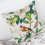 Декоративная подушка бежевая с изображением птица в саду Blooming Birds варинант исполнения - 3 | Loft Concept в Екатеринбурге