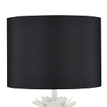 Настольная лампа с декором в виде белого цветка магнолии на каркасе и черным абажуром White Magnolia варинант исполнения - 2 | Loft Concept в Екатеринбурге