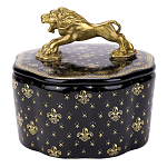 Шкатулка черного цвета с крышкой с фигуркой льва Eden Garden варинант исполнения - 1 | Loft Concept в Екатеринбурге
