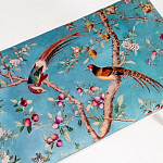 Банкетка из массива бука с цветочным принтом Turquoise Beige Chinoiserie Imperial  Garden Banquette варинант исполнения - 2 | Loft Concept в Екатеринбурге