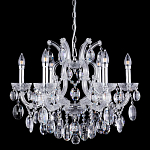 Люстра подвесная с 6-ю лампочками и прозрачными хрустальными подвесками на хромированном основании Crystal lamps варинант исполнения - 1 | Loft Concept в Екатеринбурге