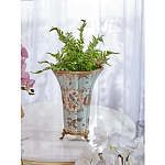 Ваза голубого цвета из фарфора с цветочным рисунком и бронзовой стрекозой Blue Garden варинант исполнения - 5 | Loft Concept в Екатеринбурге