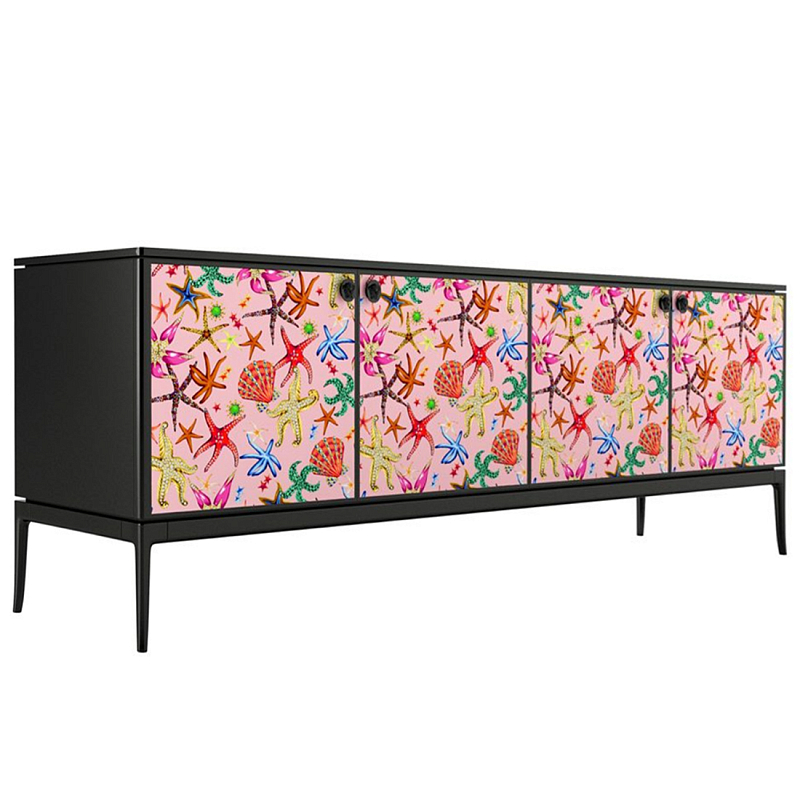 Stiletto Sideboard Pink nautical print Розовый Черный матовый в Екатеринбурге | Loft Concept 