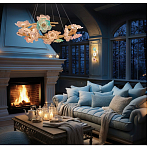 Люстра круглая на золотом каркасе с цветочным декором Miscellaneous herbs варинант исполнения - 6 | Loft Concept в Екатеринбурге