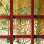 Обои ручная роспись The Plain of Musashi Original colourway on painted Xuan paper with gold ombre варинант исполнения - 2 | Loft Concept в Екатеринбурге