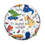 Пуф детский круглый с принтом на 4-х белых ножках Dinosaurs CHILDHOOD варинант исполнения - 2 | Loft Concept в Екатеринбурге