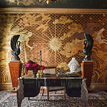 Обои ручная роспись в стиле Арт-деко Deco Dawn Bas Relief on Deep Rich Gold gilded paper варинант исполнения - 1 | Loft Concept в Екатеринбурге