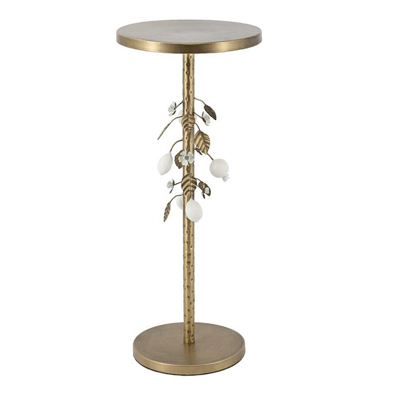 Столик золотистый с цветочной композицией на основании Forest Fairy Tale Золотой Белый в Екатеринбурге | Loft Concept 